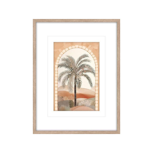 Desert Palm Tree B Print Glass Frame