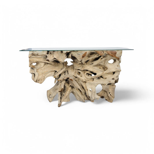 Galaxy Teak Root Console with Glass