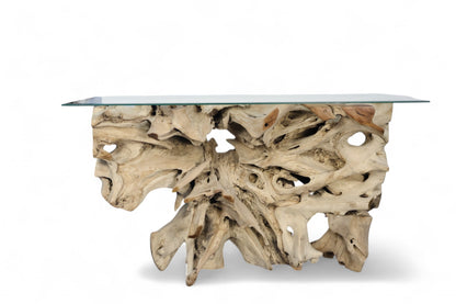 GALAXY TEAK ROOT CONSOLE WITH GLASS