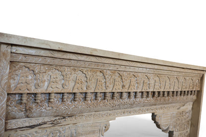 Handcarved Console Table Washed