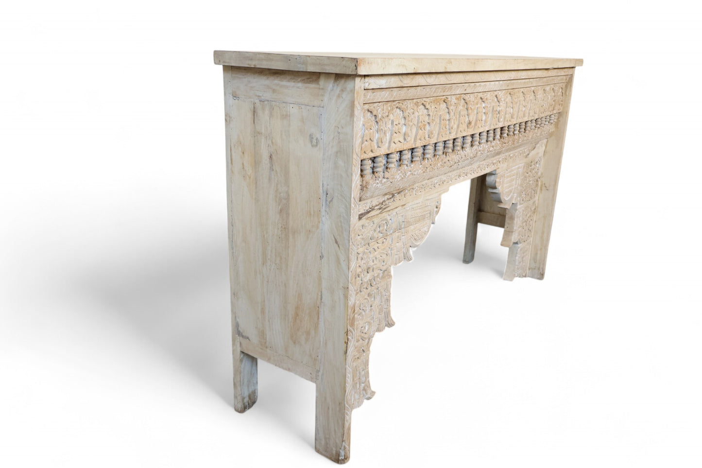 Handcarved Console Table Washed