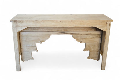 Handcarved Console Table Washed