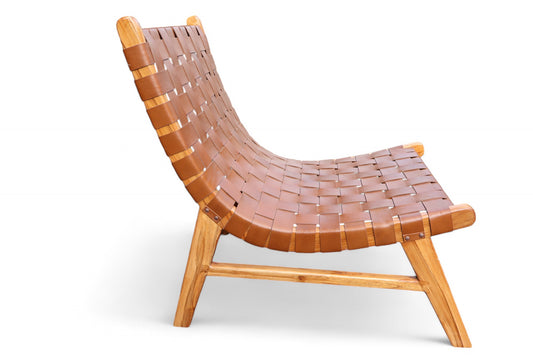 Mia Teak and Leather Relaxing Chair