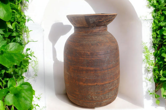 Vintage Indian Teak wood Pot