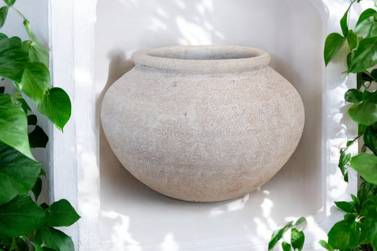 White Rustic Oval Vase