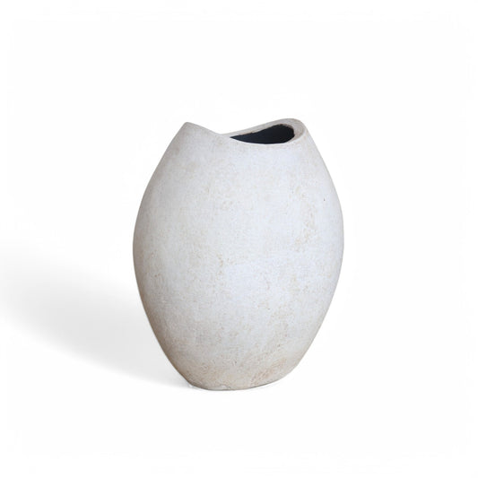 White Rustic Oval Vase